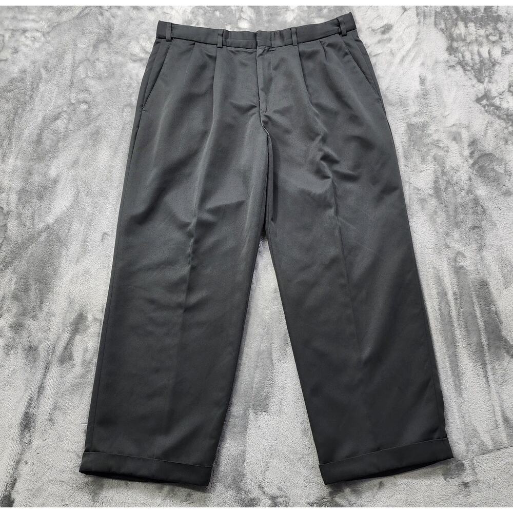 Dockers Pants Mens W34 L27*‎ Black Slates Stain Defender Pleated Cuffed Relaxed